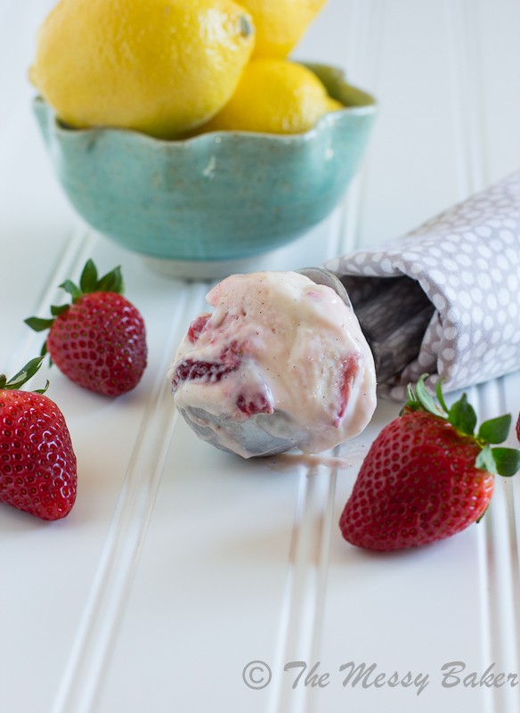 Fresh Strawberry Frozen Yogurt | www.themessybakerblog.com -7094