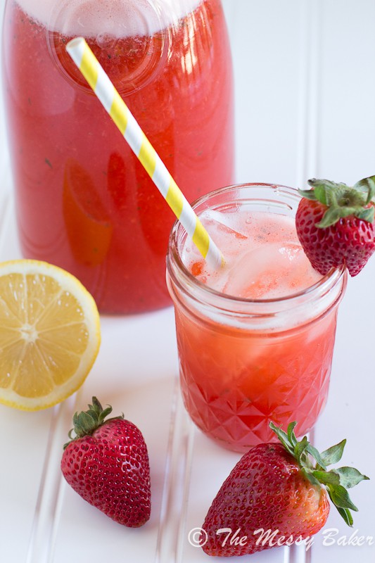 Strawberry Basil Lemonade | www.themessybakerblog.com -7372