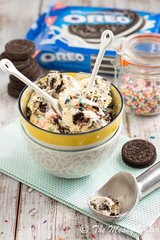 Funfetti Cake Batter Oreo Ice Cream from themessybakerblog.com