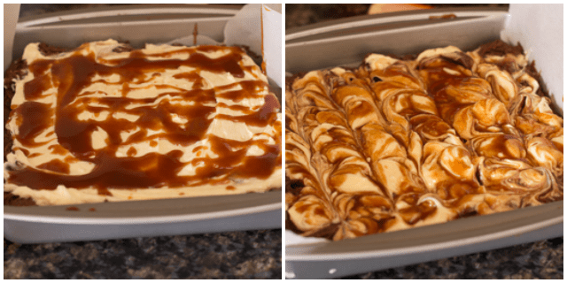 Turtle Cheesecake Swirl Brownies from www.themessybakerblog.com