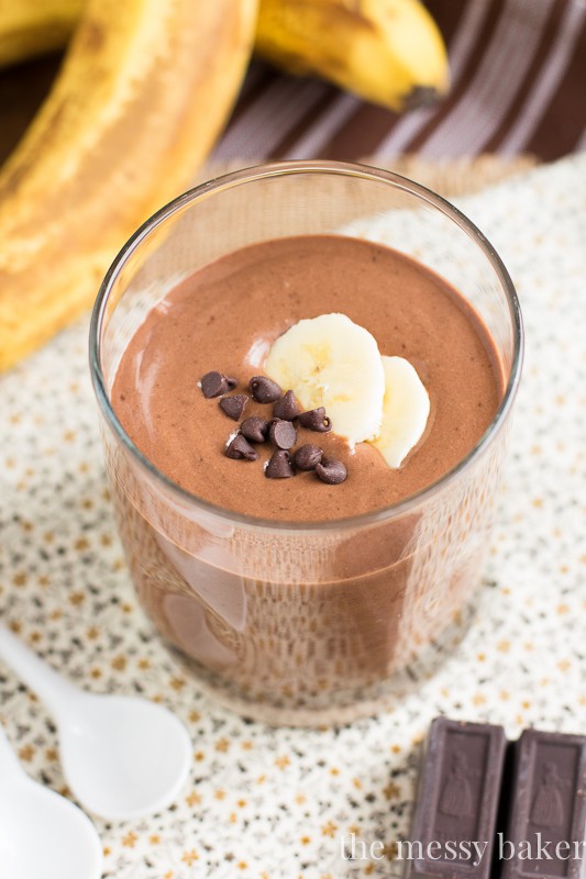 Chocolate Peanut Butter Banana Blender Pudding | www.themessybakerblog.com