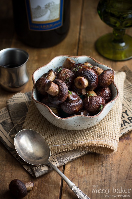 Grilled Mushrooms with Merlot Reduction | www.themessybakerblog.com
