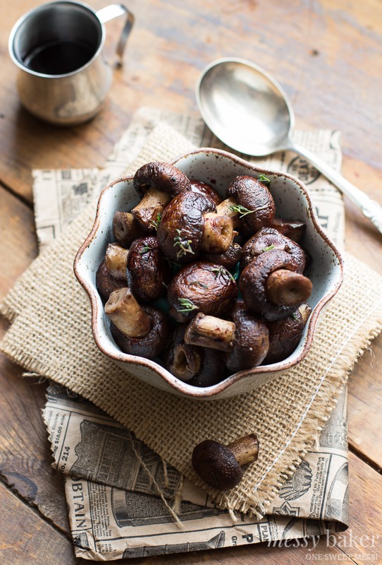 Grilled Mushrooms with Merlot Reduction | www.themessybakerblog.com