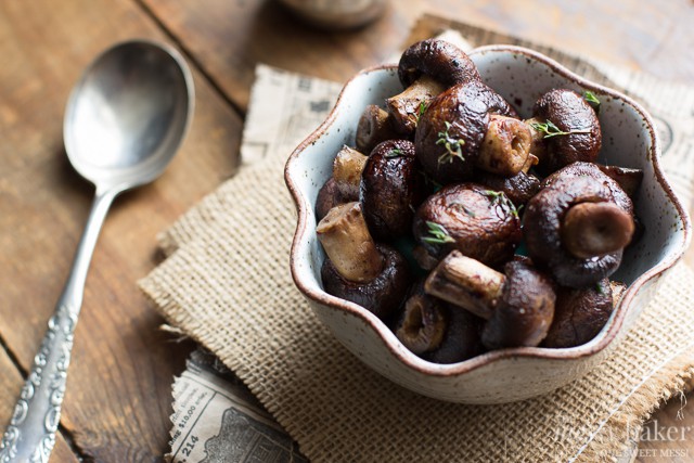 Grilled Mushrooms with Merlot Reduction | www.themessybakerblog.com