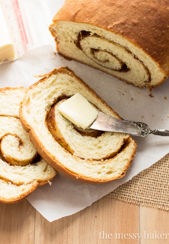 Cinnamon Swirl Loaves Bread Recipe | www.themessybakerblog.com