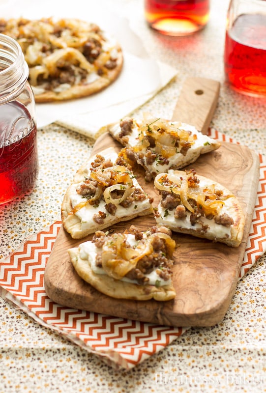 Sausage & Caramelized Onion Pita Pizza