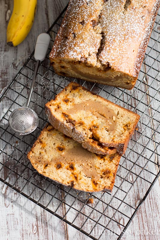 Banana Bread with Cookie Butter Cheesecake Swirl