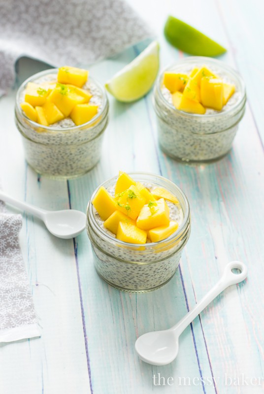 Mango Chia Seed Pudding topped with Honeyed Mangoes
