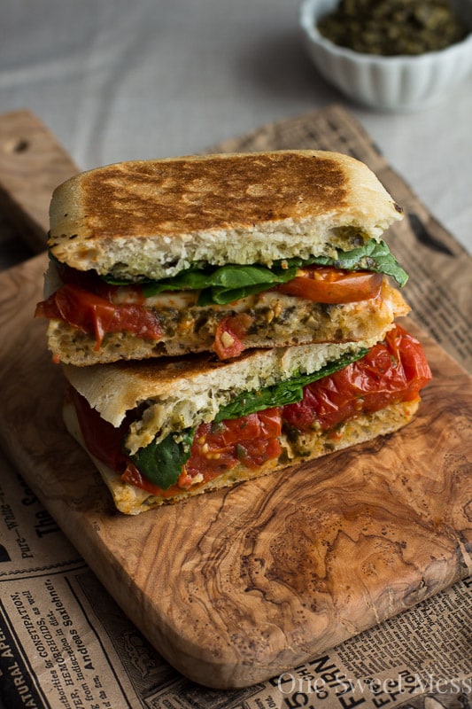 Roasted Tomato Caprese Grilled Cheese Sandwich