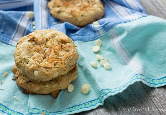 Soft-Baked Lemon Coconut Cookies with Toasted Almonds and White Chocolate Chips