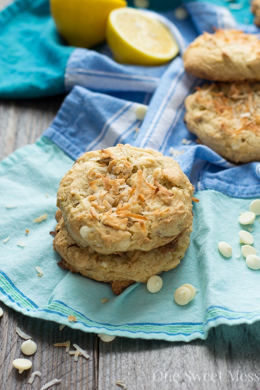 Soft-Baked Lemon Coconut Cookies with Toasted Almonds and White Chocolate Chips