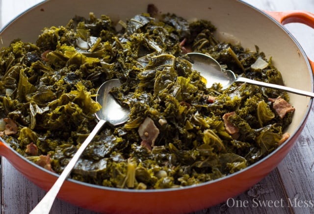 Southern-Style Beer Braised Kale with Bacon