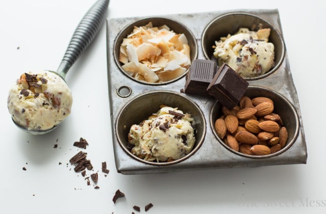 Toasted Coconut Ice Cream with Almonds and Dark Chocolate