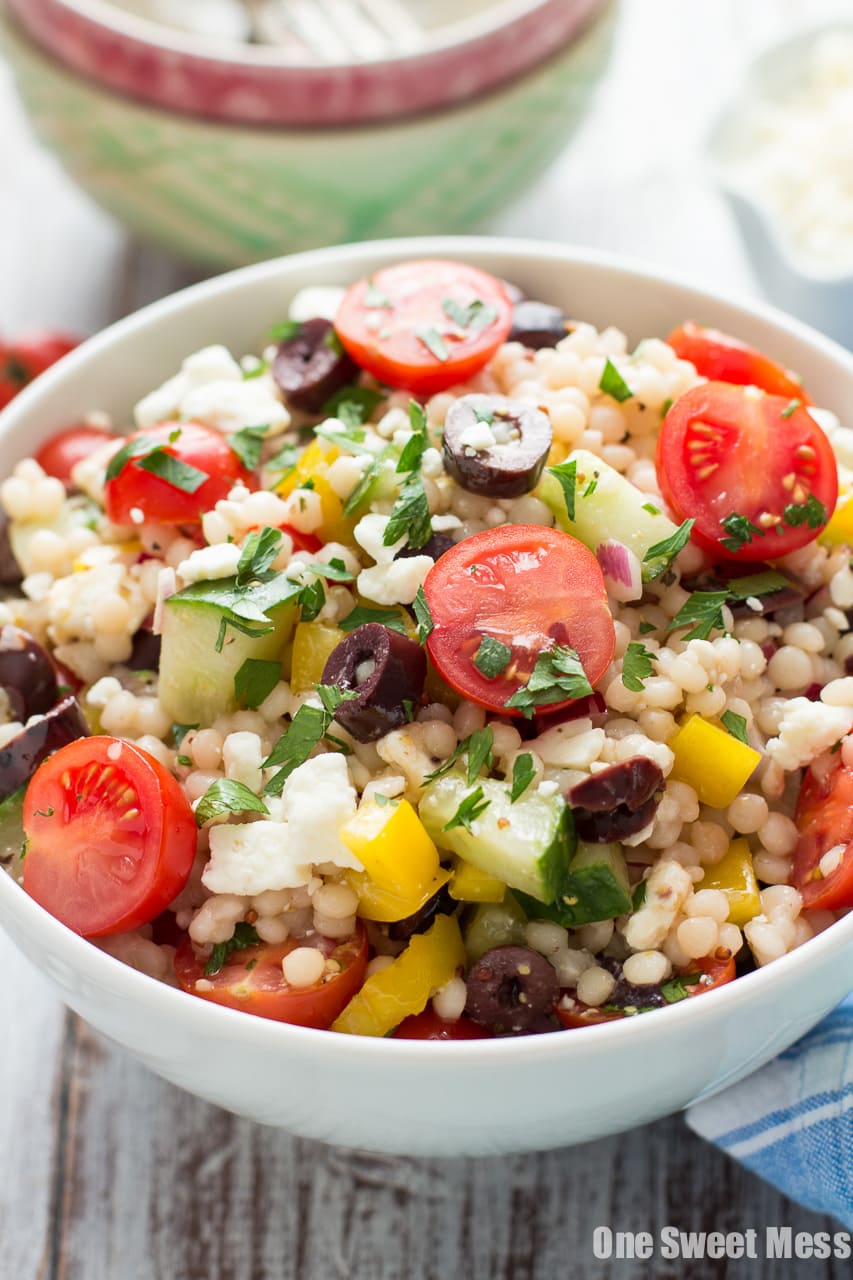 Greek Israeli Couscous Salad - One Sweet Mess