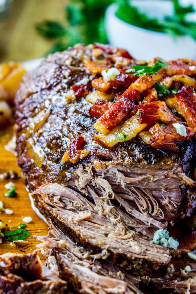 Slow Cooker Bacon Blue Cheese Brisket