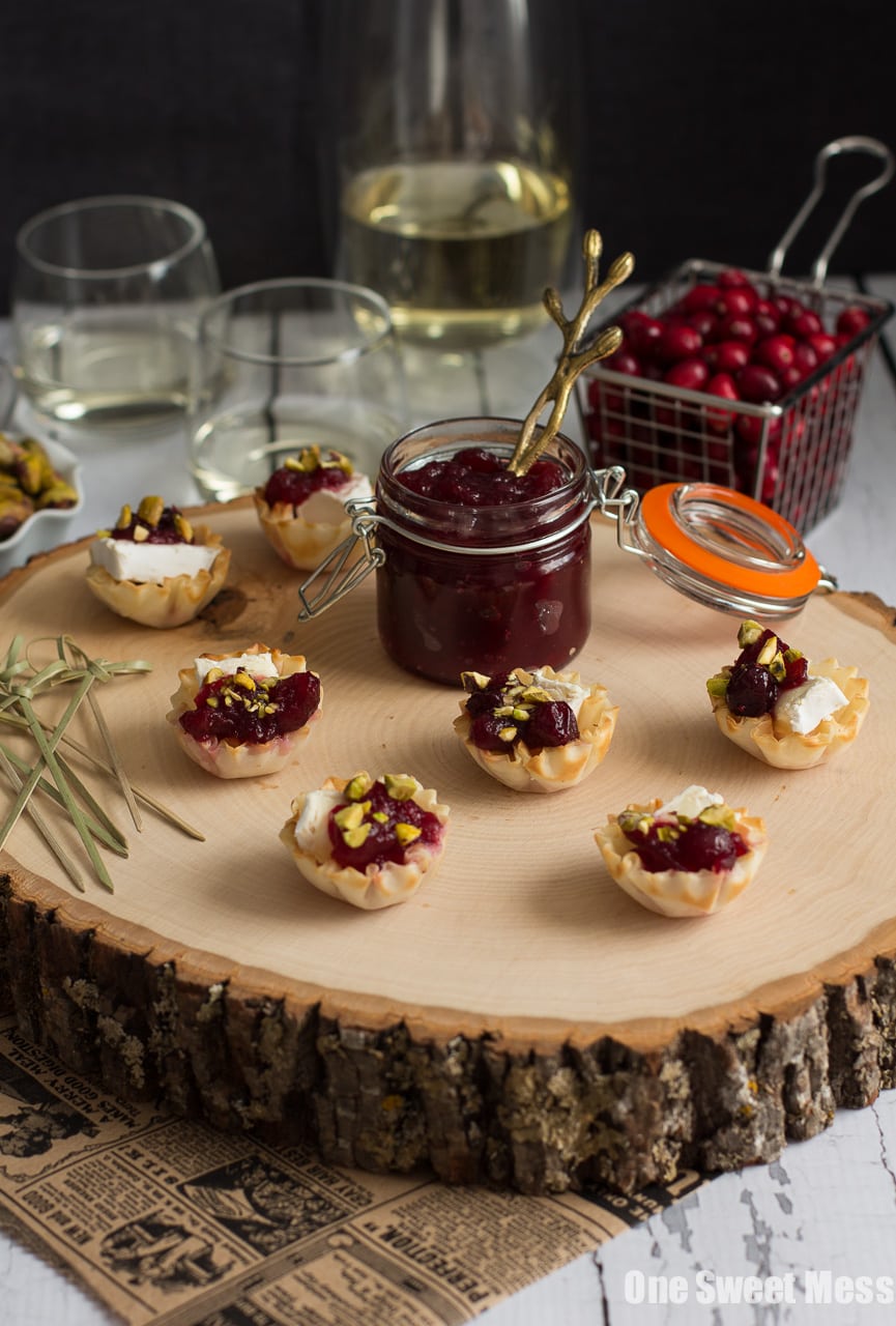 Cranberry, Brie & Toasted Pistachio Phyllo Cups