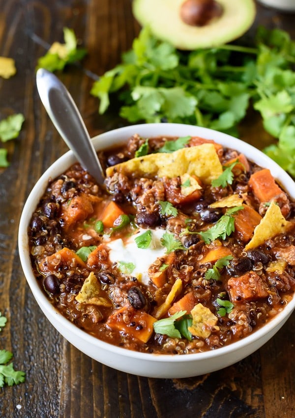 Slow Cooker Turkey Quinoa Chili 