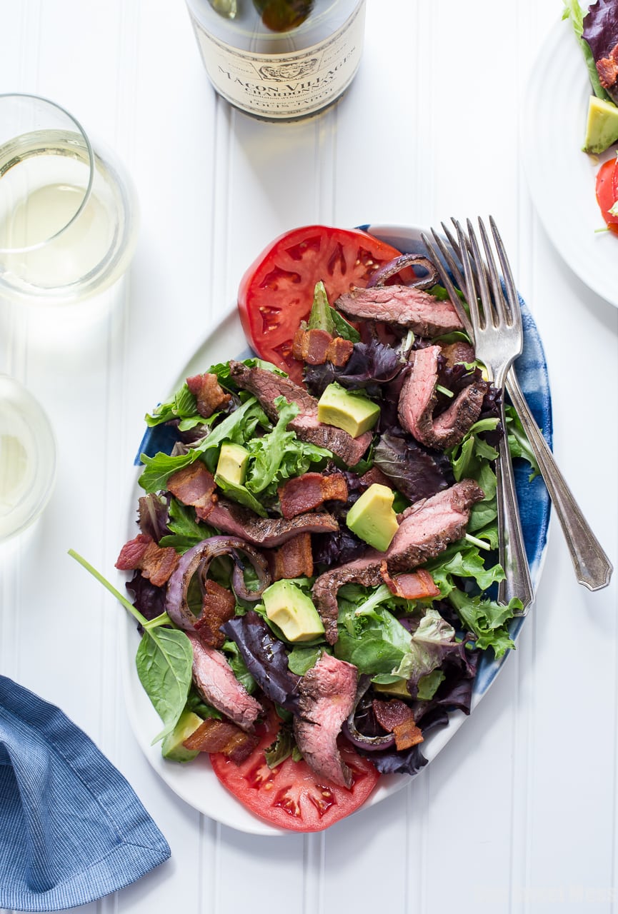 Steak BLT Salad with Grilled Onions 