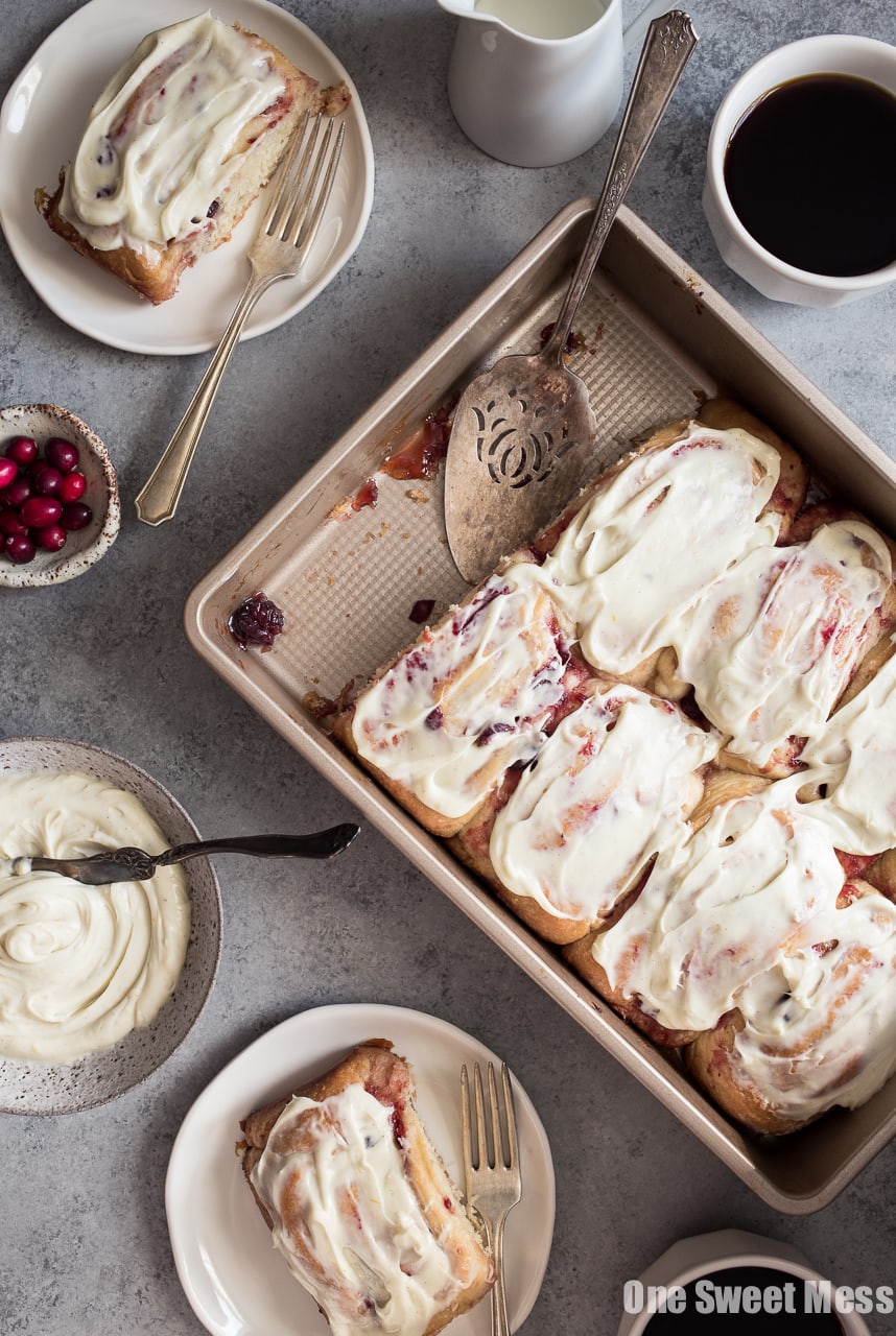 Cranberry Orange Sweet Rolls with White Chocolate Cream Cheese Frosting