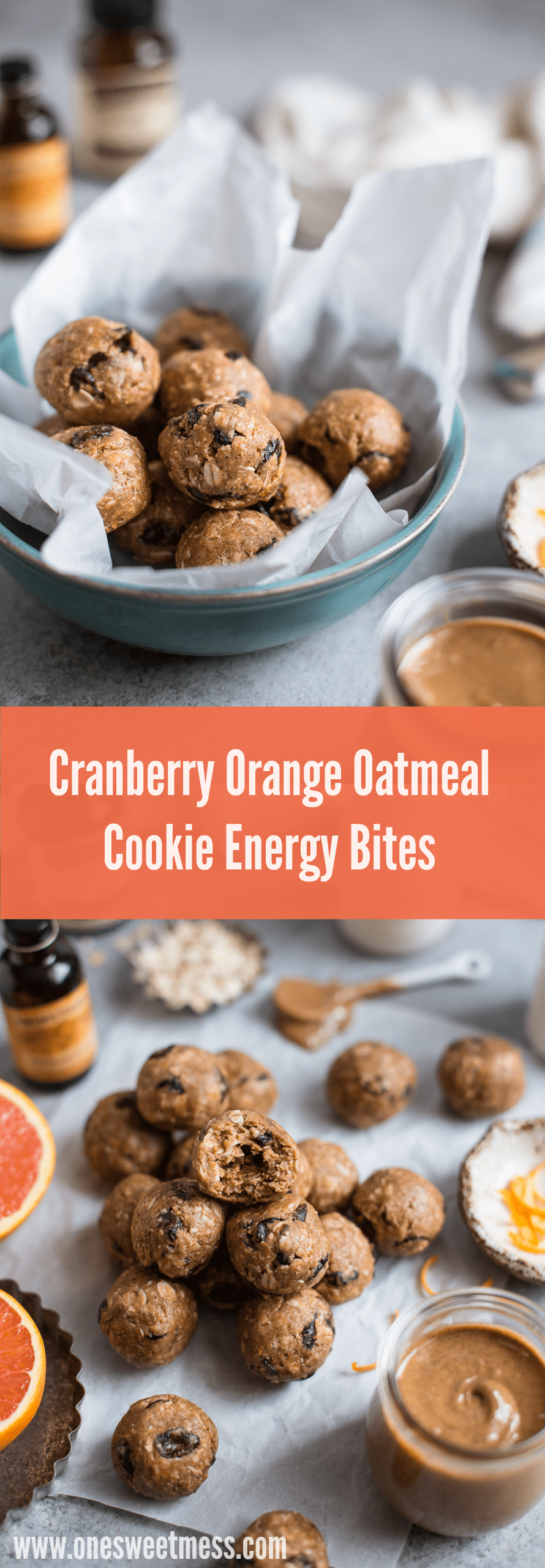 Cranberry Orange Oatmeal Cookie Energy Bites