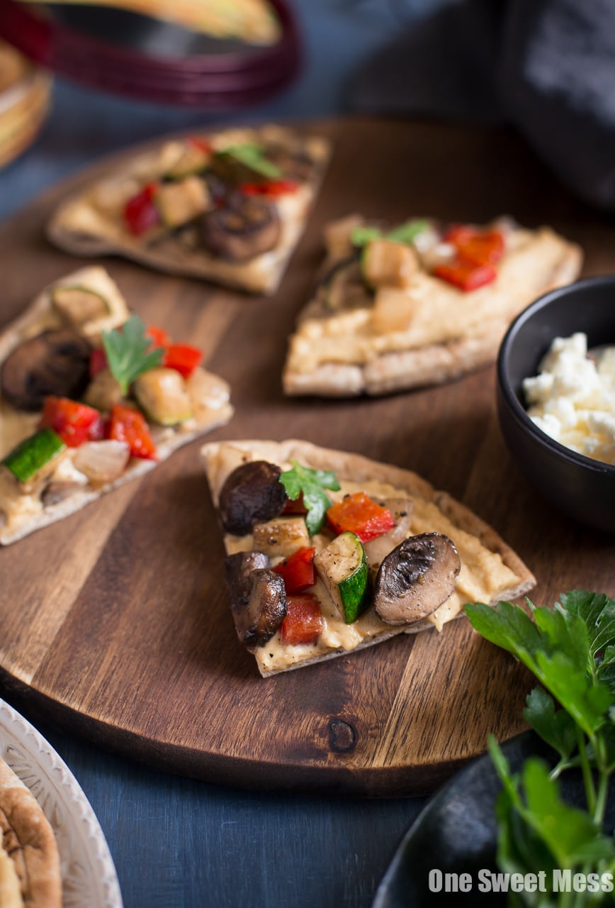 Mediterranean Grilled Veggie Pita Pizza