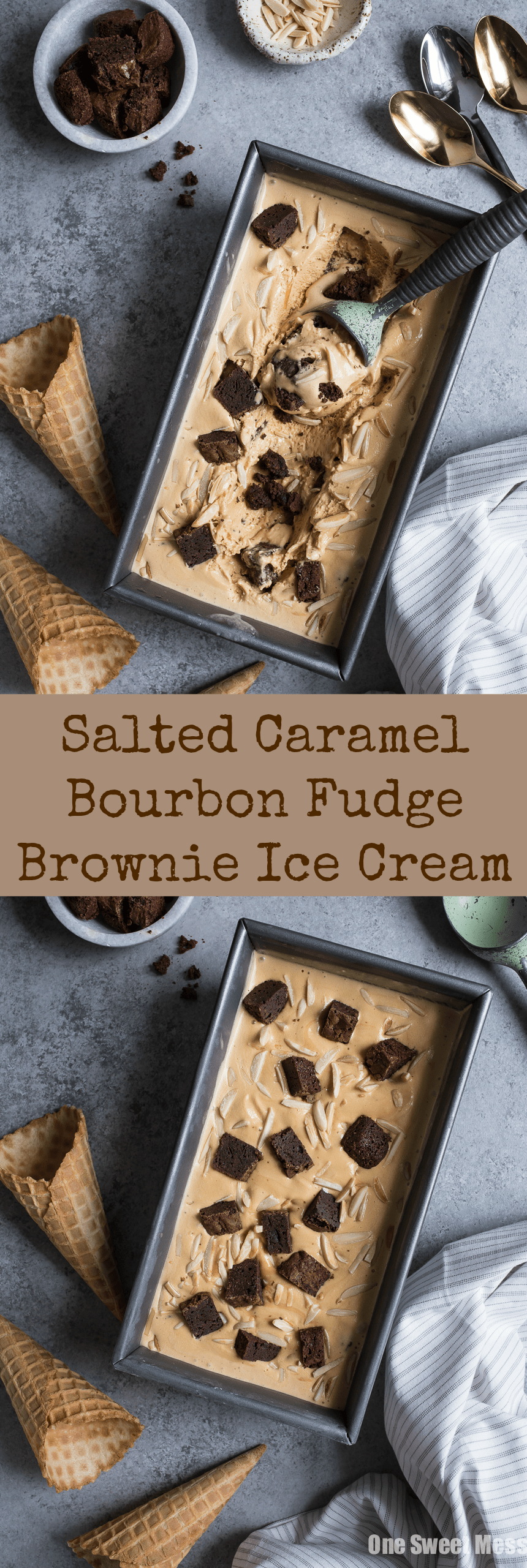 Salted Caramel Bourbon Fudge Brownie Ice Cream