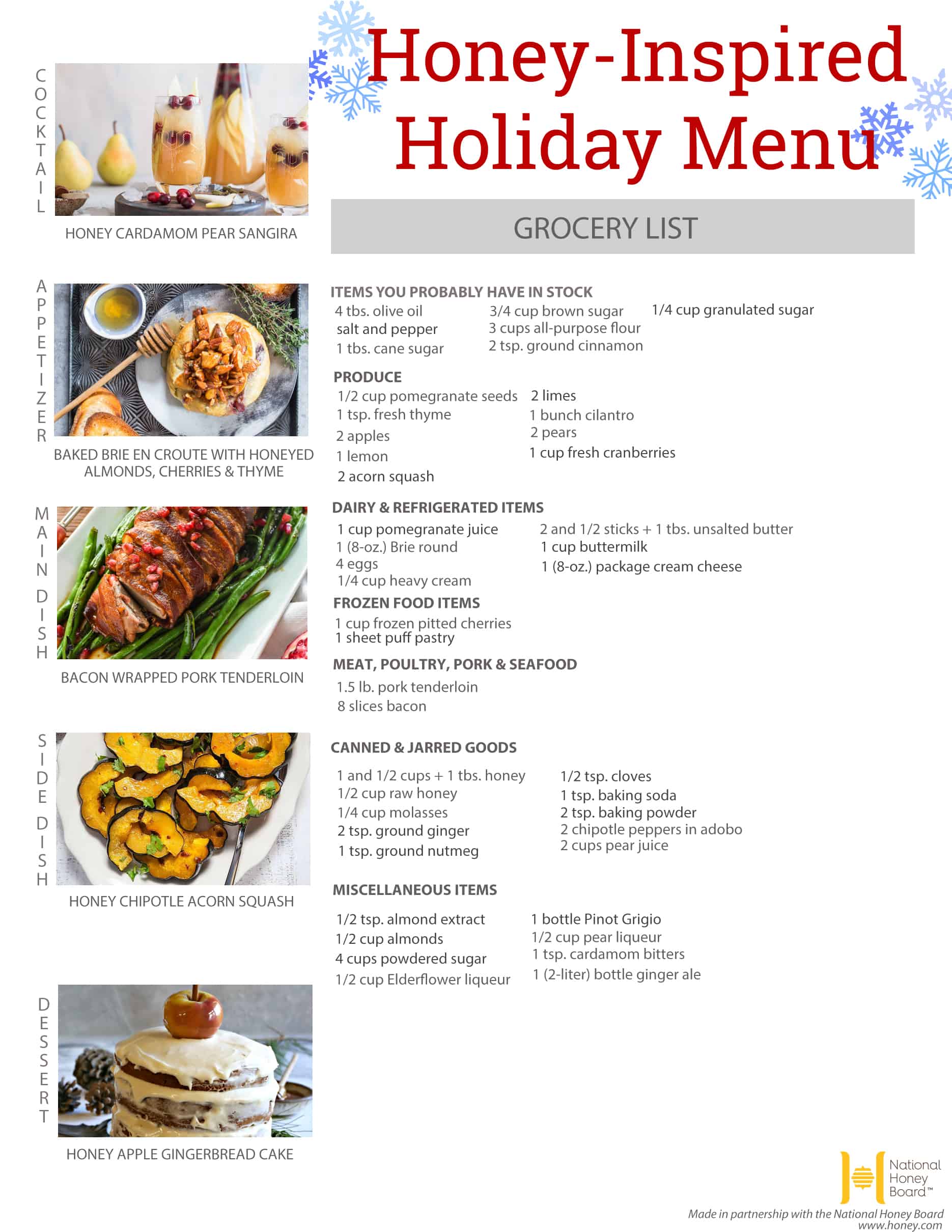 Honey-Inspired Holiday Menu + Printable Grocery List