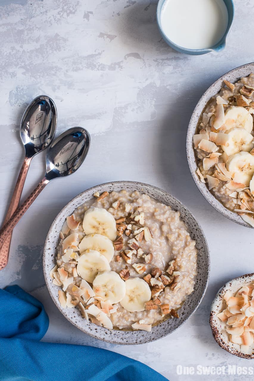 Banana Bread Steel Cut Oatmeal {Gluten-Free + Vegan}