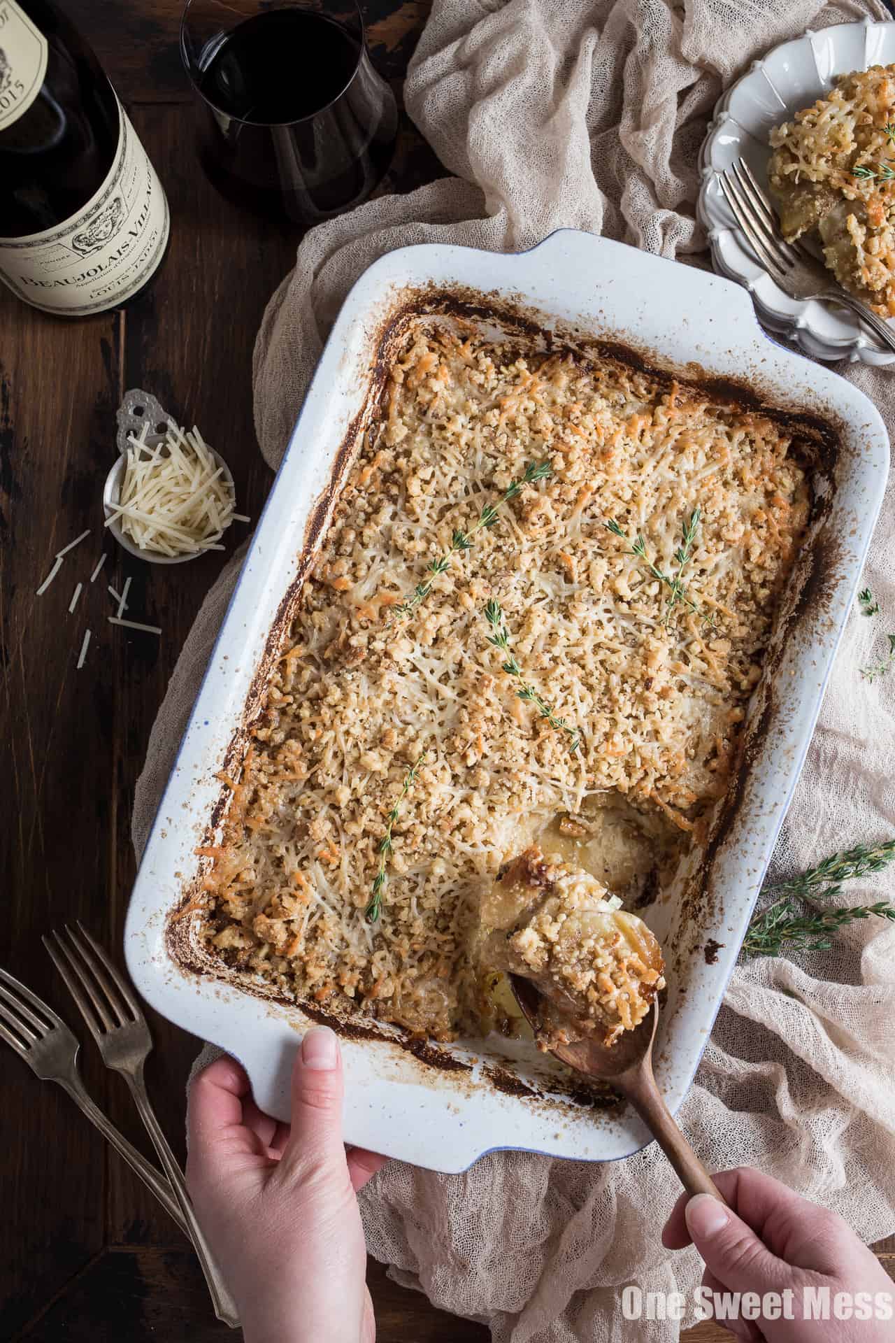 Potato Leek Gratin: This creamy spring side dish is loaded with cheese and topped with a toasted walnut crumble.