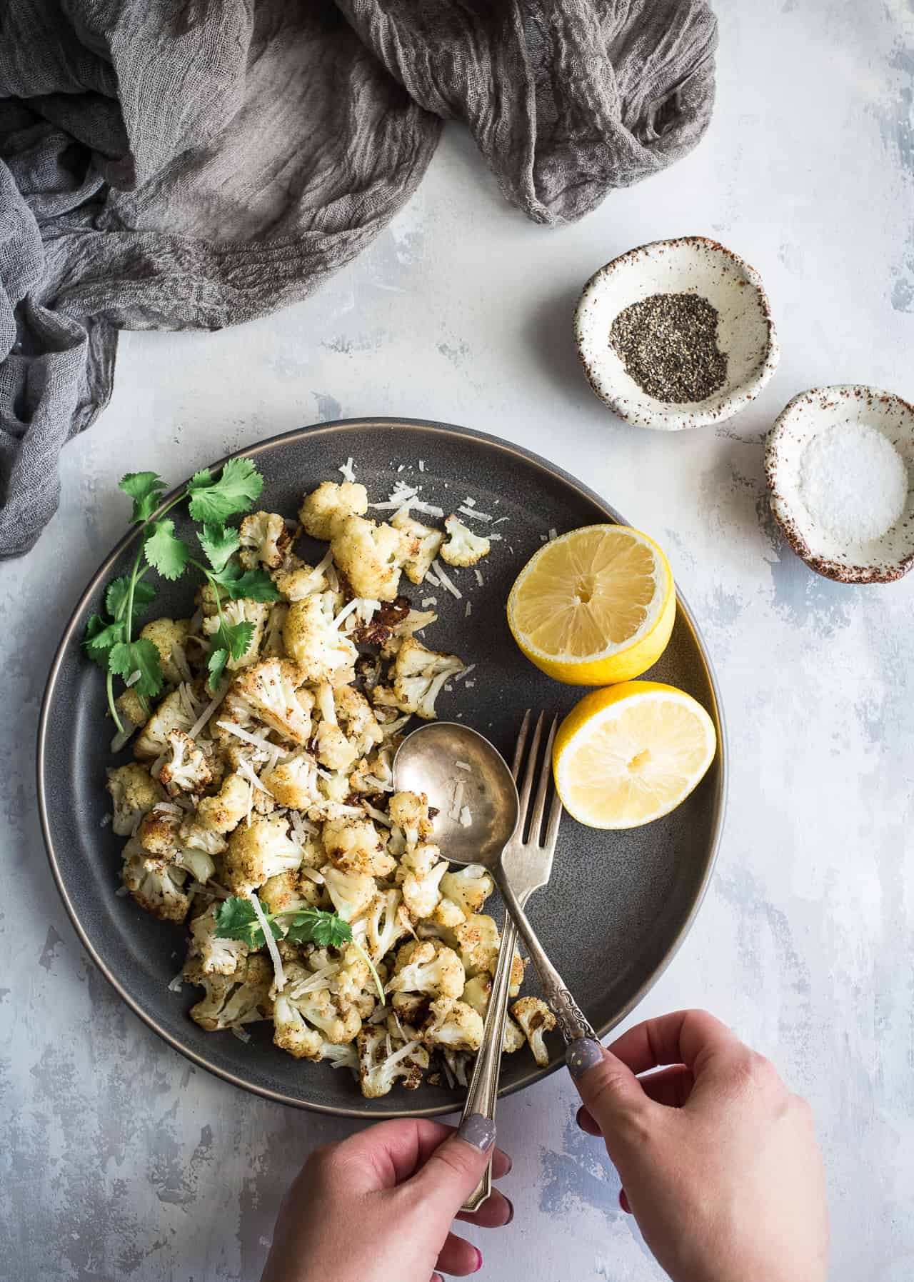 Lemon Pepper Parmesan Roasted Cauliflower
