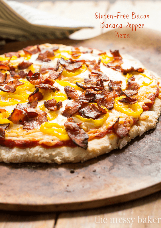 Gluten-Free Bacon Banana Pepper Pizza | www.themessybakerblog.com