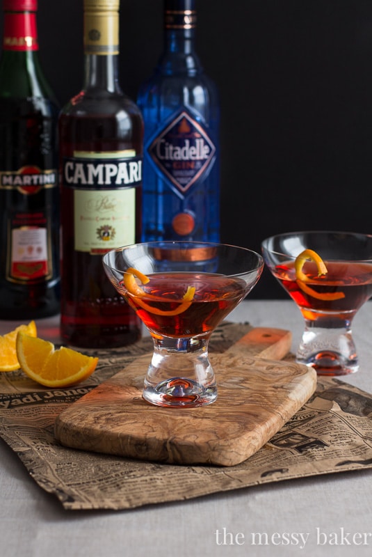 Classic Negroni Cocktail | A mixture of  gin, campari, and sweet vermouth. 