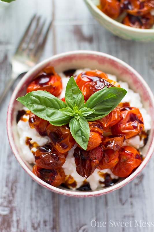 Roasted Tomato Basil Cottage Cheese Bowl One Sweet Mess
