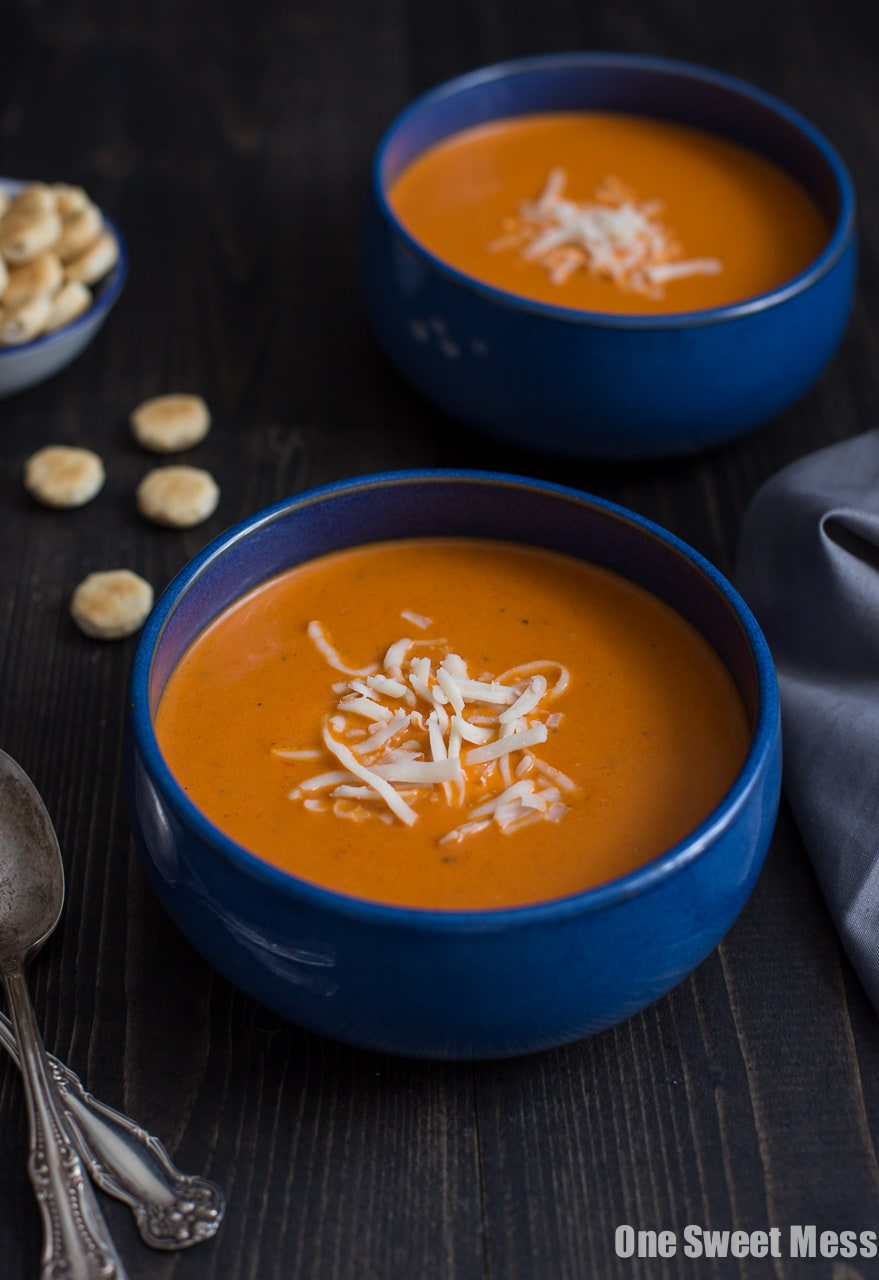 Roasted Red Pepper Smoked Gouda Soup