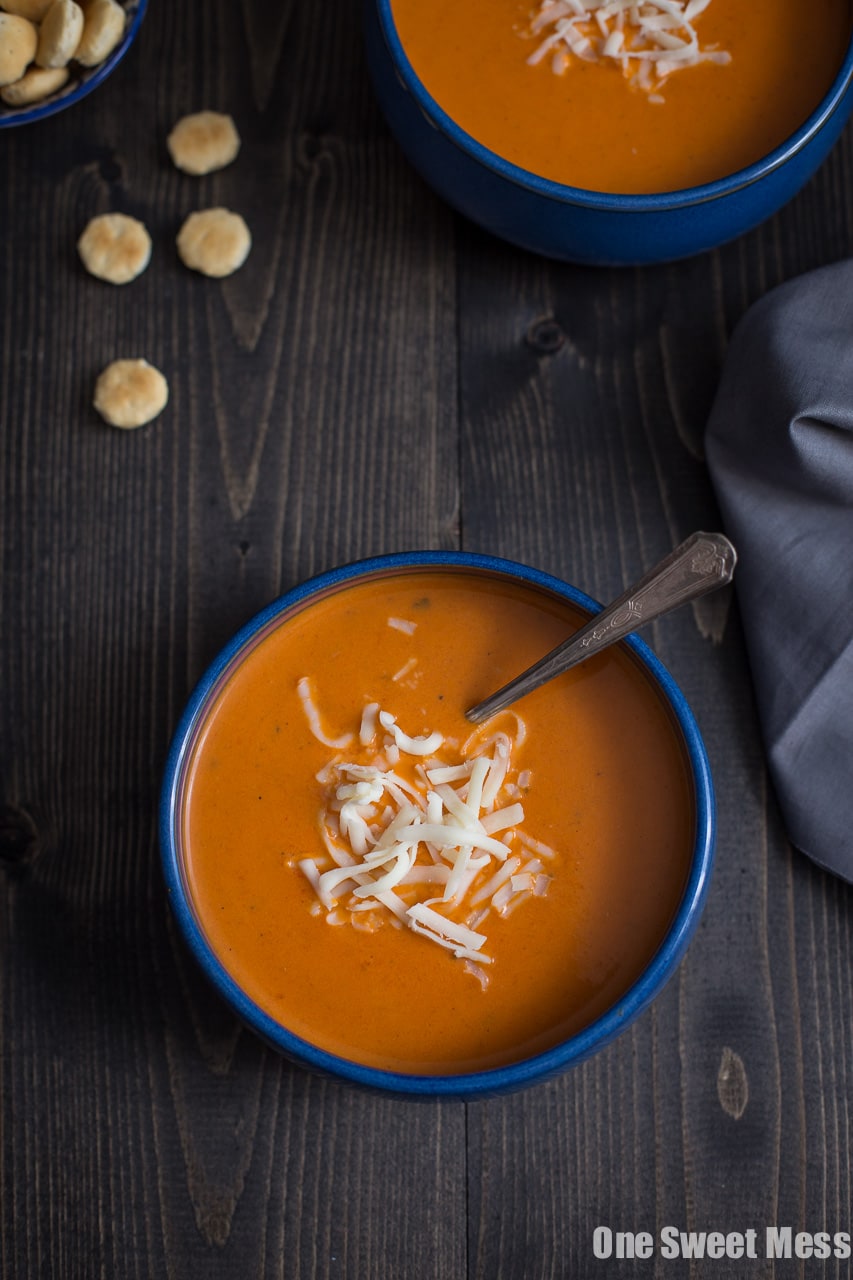 Roasted Red Pepper Smoked Gouda Soup
