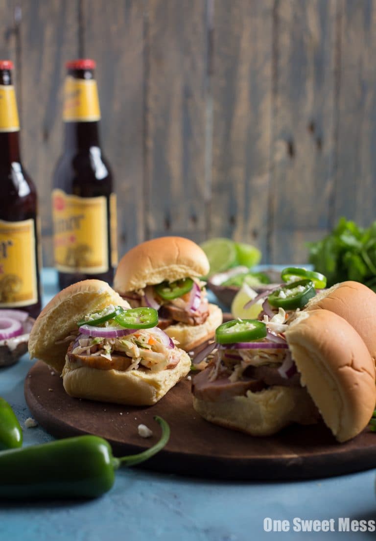 Chipotle Pork Sliders with Honey Lime Slaw One Sweet Mess
