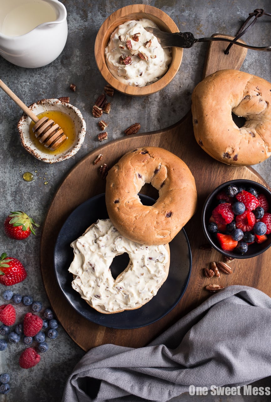Honey Pecan Whipped Cream Cheese with Honeyed Fruit Salad