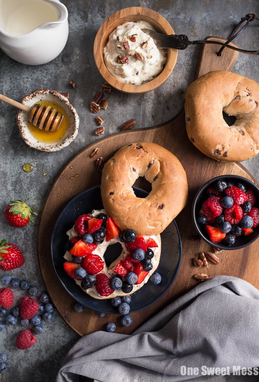 Honey Pecan Whipped Cream Cheese with Honeyed Fruit Salad
