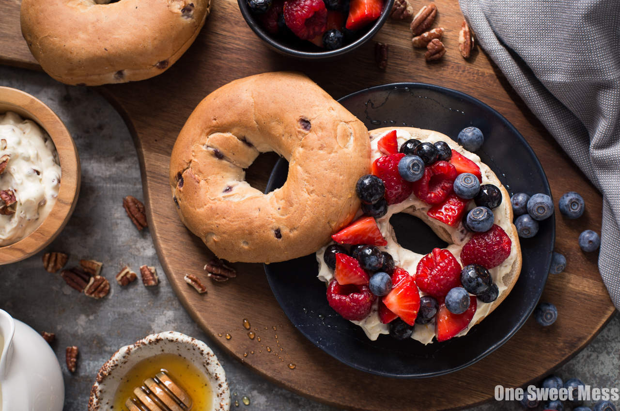 Honey Pecan Whipped Cream Cheese with Honeyed Fruit Salad