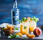 Peach Basil Gin Fizz Cocktail