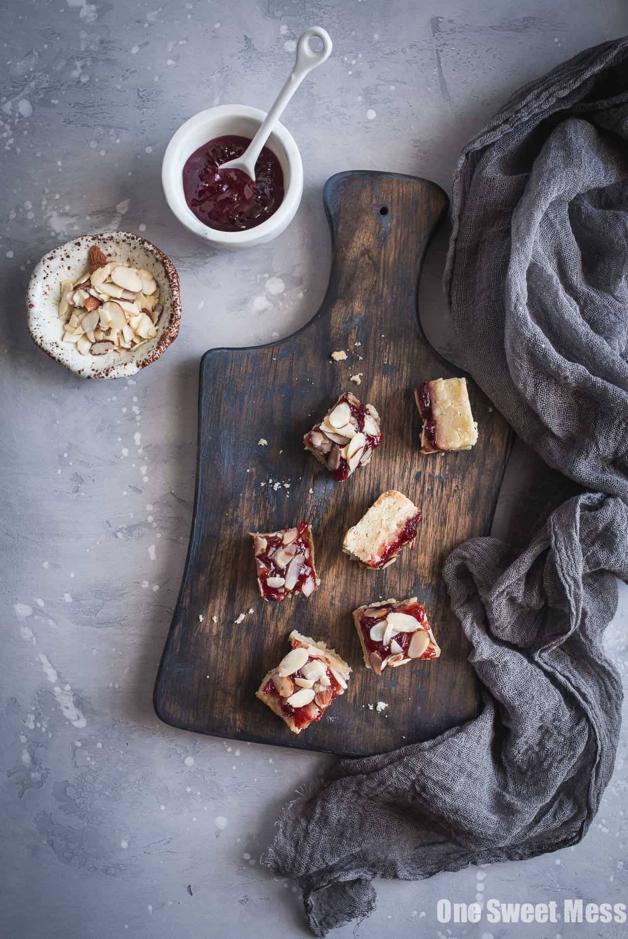 Gluten Free Cherry Almond Shortbread Bars One Sweet Mess