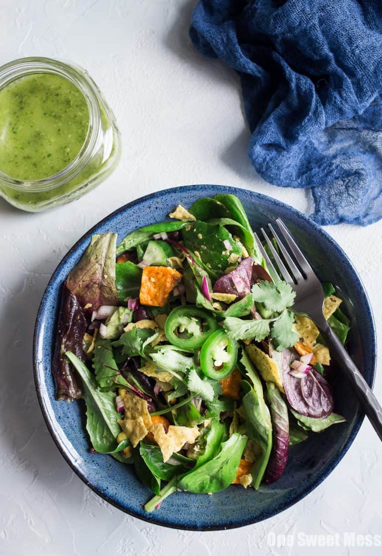 Roasted Sweet Potato and Black Bean Salad with Chili Lime Vinaigrette