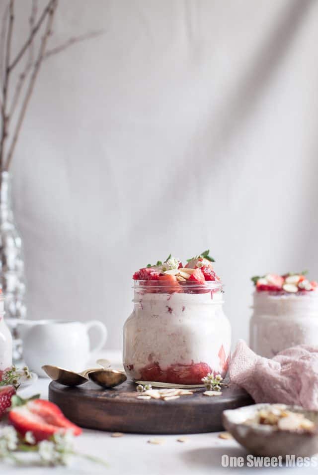 Strawberries and Cream Overnight Oatmeal One Sweet Mess