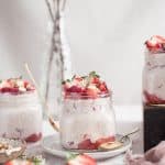 Strawberries and Cream Overnight Oatmeal {Gluten-Free + Vegan Option)