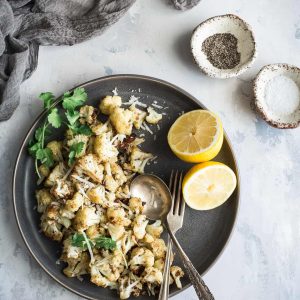 Lemon Pepper Parmesan Roasted Cauliflower